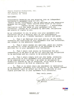 1989 Joe Montana Super Bowl Commercial Contract